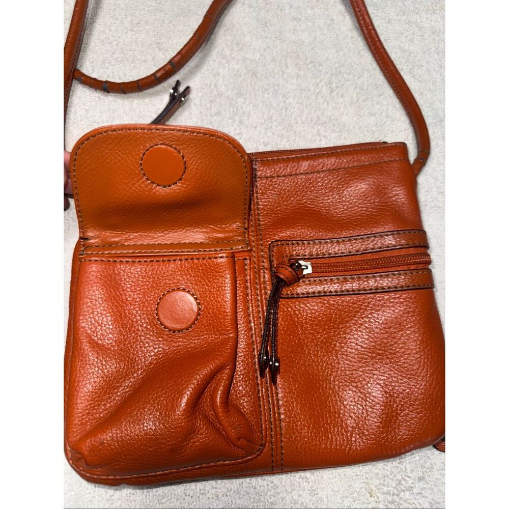 Tignanello Orange Gen Leather Small Crossbody Bag - Picture 3 of 11